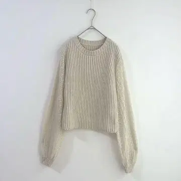 3778 [ ZARA ] 니트 레이스 이소재 도킹 크롭 기장 걸리시