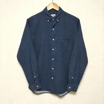 steven alan 긴팔 마이크로 도트 버튼 다운 셔츠 L 네이비