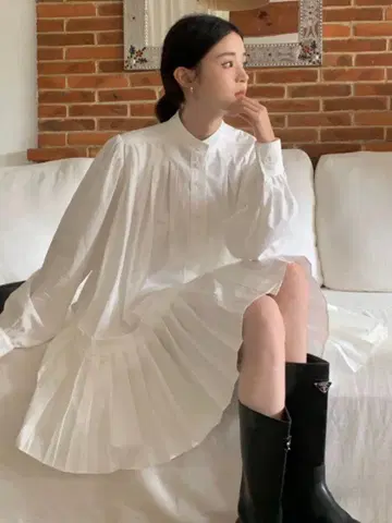 셔츠 원피스 롱 기장 화이트