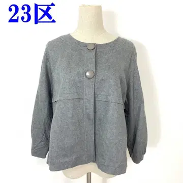 23구 노카라 자켓 그레이 얇은 소재 7부 소매 레이온 46 C2420