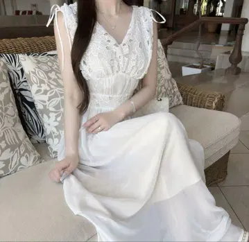 Lumignon 오리지널 화이트 레이스시어롱오프