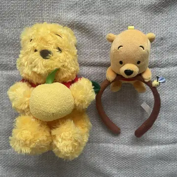 푸우 봉제 인형 머리띠 세트
