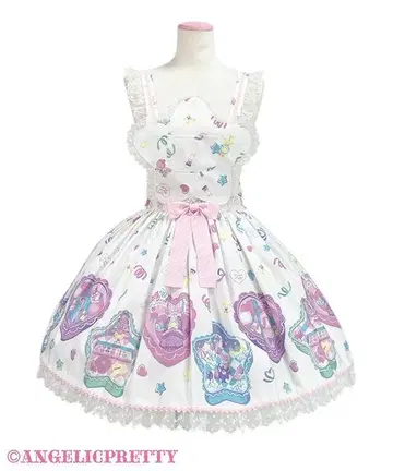 Angelic Pretty 컴팩트 토이즈 가슴받이 부착 스커트 시로