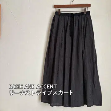 basic and accent 리나 스트라이프 스커트 블랙 스트라이프