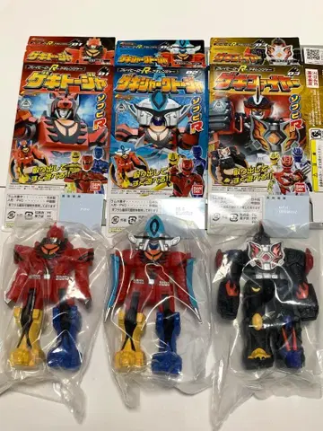 게키렌쟈 로봇 전 3종 플레이 히어로 게키토쟈/샤크/파이어