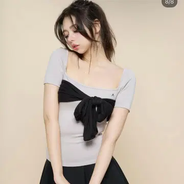 andmary Nancy ribbon tops /pink beige