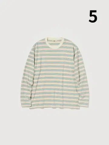 AURALEE GRADIENT STRIPE JERSEY L/S TEE 5