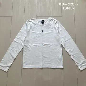 마리콴트 x PUBLUX 심플 화이트 긴팔 롱T셔츠