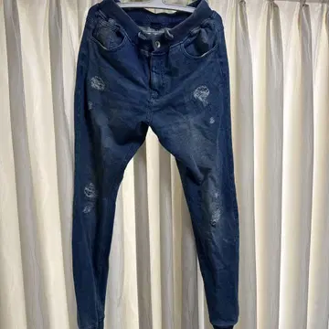 데미지 가공 다크 블루 데님 사이즈 5