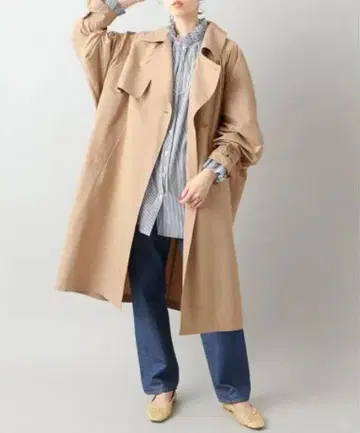 미사용 새상품 IENA 이에나 Pe/포플린 오버 트렌치코트 베이지 36