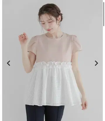 fitmore 시어 체크 페플럼 상의