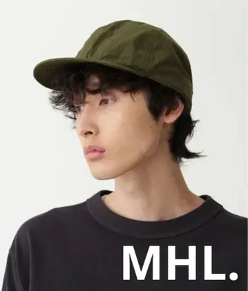 MHL. WASHED VINTAGE COTTON NYLON 캡 카키