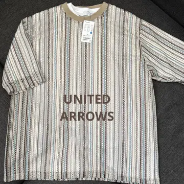 UNITED ARROWS OUTLET 레이스 스트라이프 레이어드 티셔츠
