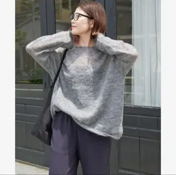 Spick and Spick 루즈 모헤어 MIX 보트넥 니트
