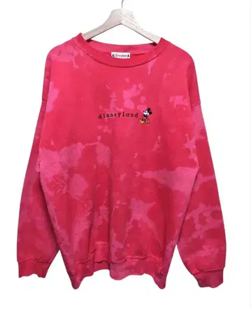 90s USA제 Disneyland 미키 자수 블리치 가공 맨투맨