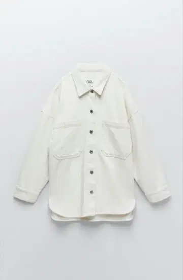 ZARA 포켓 부착 오버 사이즈 데님 셔츠 S