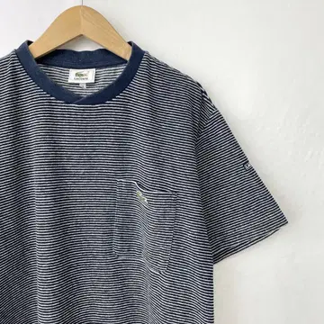 LACOSTE 라코스테 파일 원단 보더 T셔츠 네이비 포켓