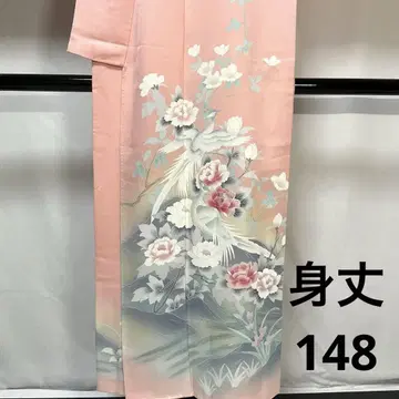 C473 순수 실크 이중 기모노 호몬기 스몰 사이즈 기모노