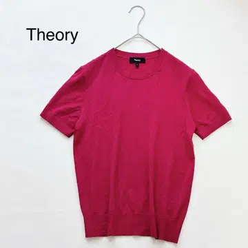 Theory 24AW 울 100% 반팔 니트 크루넥 빨간색 S 사이즈