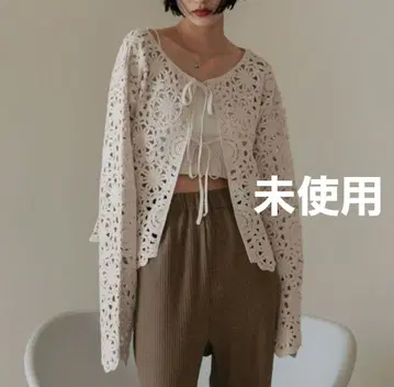 미사용 로리즈팜 크로셰 2WAY 가디건 아이보리