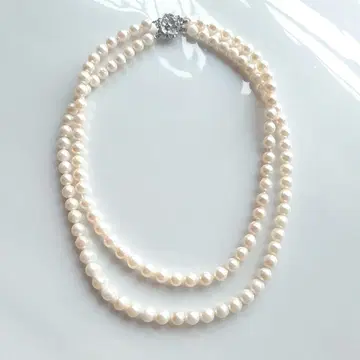 진주 목걸이 2연 디자인 SILVER 꽃 플라워 펄 목걸이