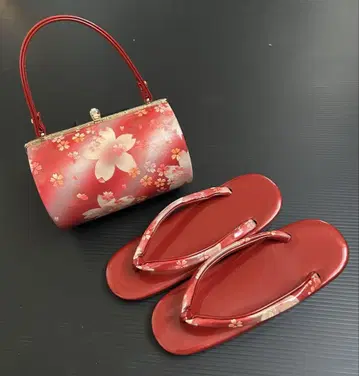 빨간색 꽃무늬 일본 의류용 백과 조리 세트