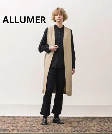 ALLUMER 코튼 레이온 롱베스트 베이지