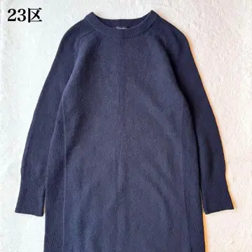 23구 캐시미어 블렌드 페더 콤비 원피스 네이비 38