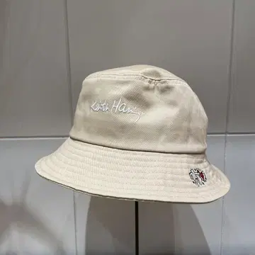 Keith Haring 키스 해링 로고 자수 버킷 햇 베이지