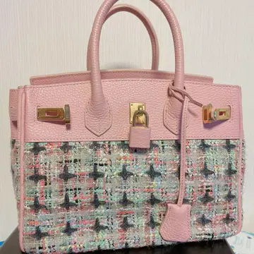 타카라즈카 마테리얼 핑크 트위드 백 파스텔 트위드 카프