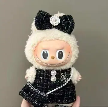 labubu 봉제 인형 옷 갈아입기 의류 블랙 3종 세트