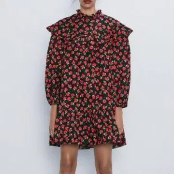 미사용 ZARA 꽃무늬 프릴 미니 원피스 플라워 XL