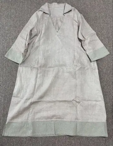 TEXTILE NAGAO 린넨 절개 디자인 루즈핏 롱 원피스