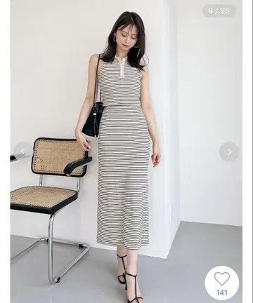 택 포함 새상품 폴로 세트컷 보더 SNIDEL