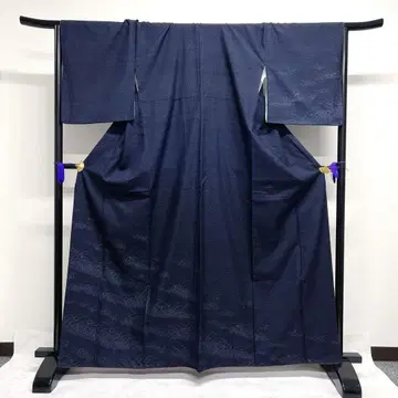 츠케사게  시바쿠사 카스리 네이비 기모노 022k