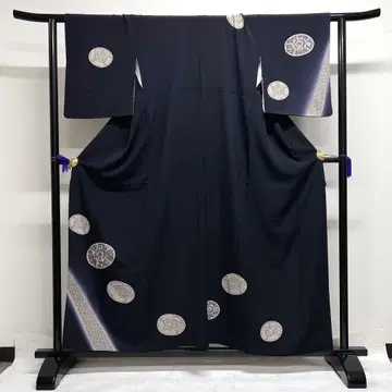 츠케사게 원호 당화 국 당초 사슴 무늬 다크톤 기모노 022k