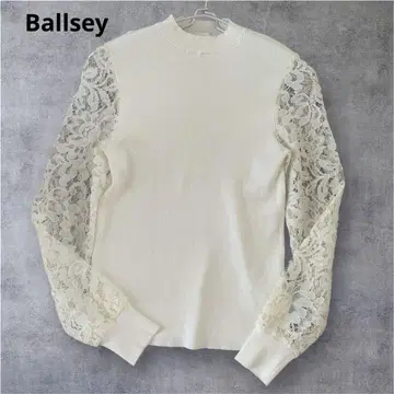 보르지 Ballsey 레이스 슬리브 리브 니트 아이보리 S