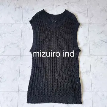 mizuiro ind 미즈이로 인드 시스루 편직 코튼 V넥 니트
