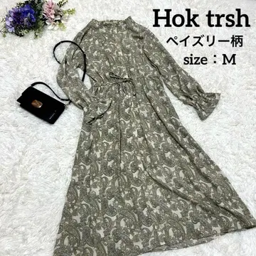 Hok trsh 셀라돈 그린 컬러 페이즐리 무늬 맥시 드레스 M
