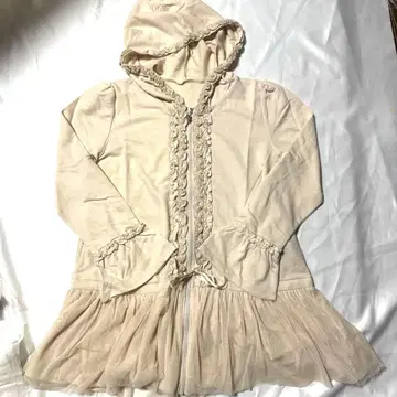 미사용 앤드러브 롱 후드티 프릴 포함