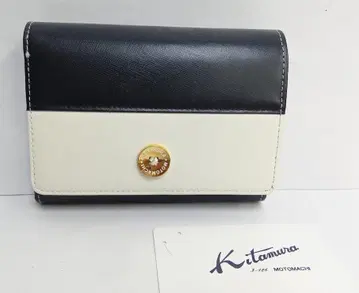 미사용!Kitamura/키타무라 가죽 접이식 지갑 다크 블루