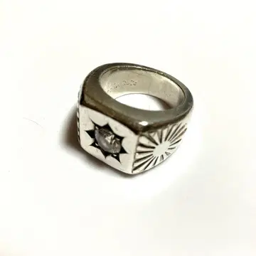 silver925 스퀘어형 반지 지르코니아 장식