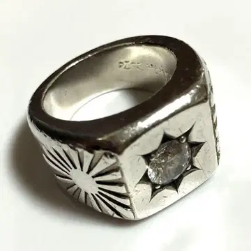 silver925 스퀘어형 반지 지르코니아 장식