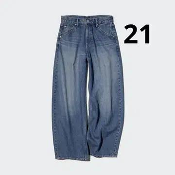 UNIQLO 배기 커브 청바지 21 67blue XS 숏 기장
