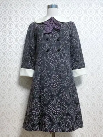 ANNA SUI 안나수이 자카드 직조 꽃무늬 원피스 둥근 카라 리본