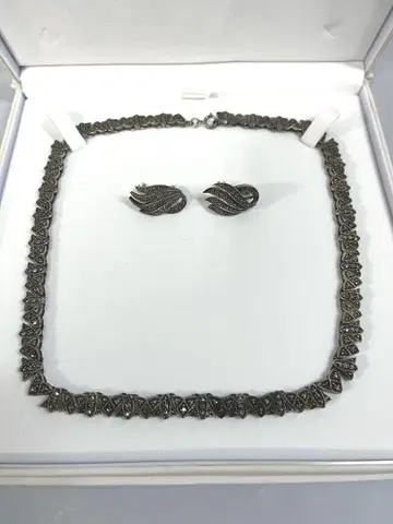 silver 925 스털링 실버 마카사이트 목걸이 귀찌