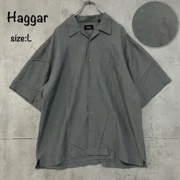 haggar 하거 오픈 칼라 셔츠 반팔 그레이 빈티지 L