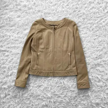 UNTITLED 라무 가죽 노카라 자켓 L 베이지 크롭