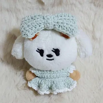 뿔바투 밤굿 봉제 인형 옷 10cm 원피스 리본 에메랄드 그린