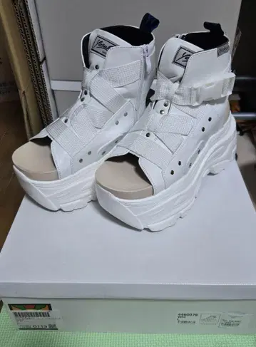 [ YOSUKE ] 통굽 스니커즈 밑창 부츠 샌들 화이트 L 사이즈